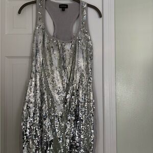 bebe Silver Sequin Dress